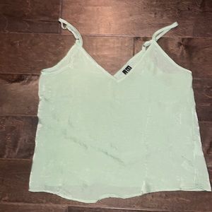 Green silk tank top